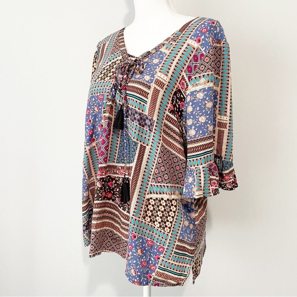 American Eagle Patterned Patchwork Bohemian Top S… - image 4